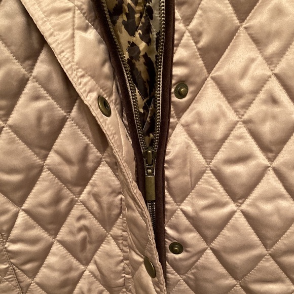 Charter Club Woman Size 1X Gold Quilted Jacket with Leopard Print Lining - Picture 3 of 10